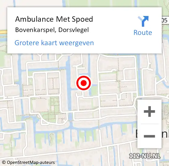 Locatie op kaart van de 112 melding: Ambulance Met Spoed Naar Bovenkarspel, Dorsvlegel op 21 december 2022 05:40