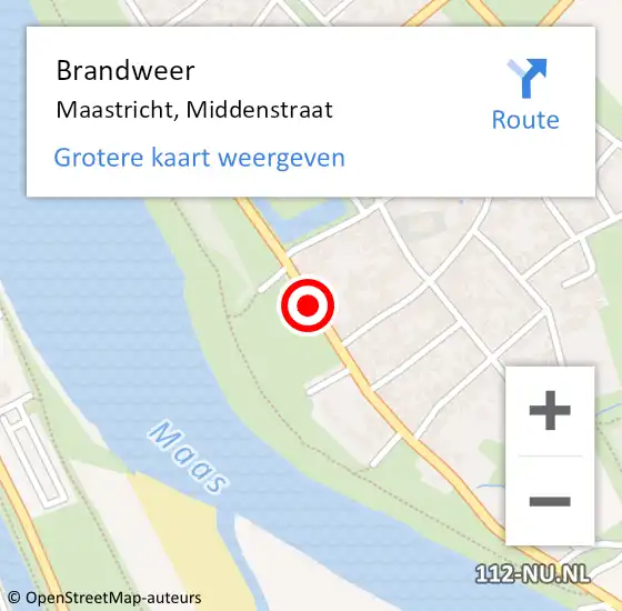 Locatie op kaart van de 112 melding: Brandweer Maastricht, Middenstraat op 9 augustus 2014 07:07