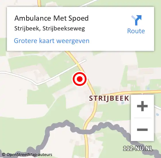 Locatie op kaart van de 112 melding: Ambulance Met Spoed Naar Strijbeek, Strijbeekseweg op 9 augustus 2014 07:11