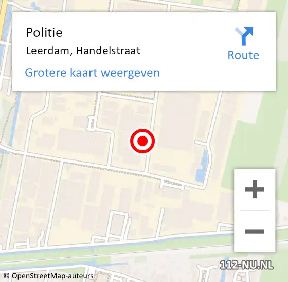 Locatie op kaart van de 112 melding: Politie Leerdam, Handelstraat op 21 december 2022 07:04