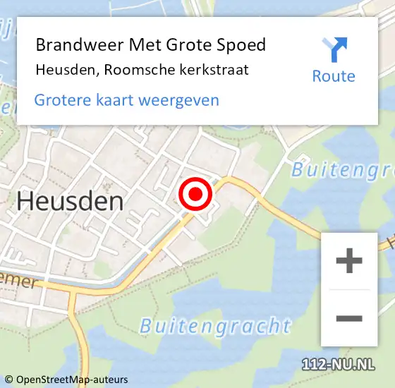 Locatie op kaart van de 112 melding: Brandweer Met Grote Spoed Naar Heusden, Roomsche kerkstraat op 21 december 2022 07:40