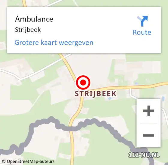 Locatie op kaart van de 112 melding: Ambulance Strijbeek op 9 augustus 2014 07:17