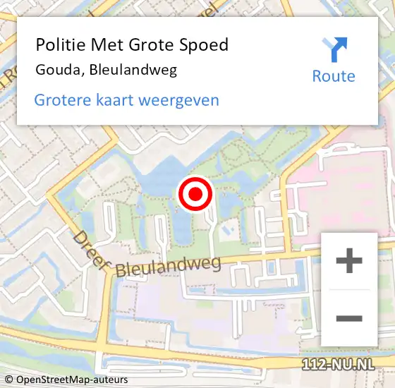 Locatie op kaart van de 112 melding: Politie Met Grote Spoed Naar Gouda, Bleulandweg op 21 december 2022 07:40