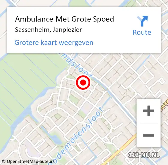 Locatie op kaart van de 112 melding: Ambulance Met Grote Spoed Naar Sassenheim, Janplezier op 21 december 2022 08:10