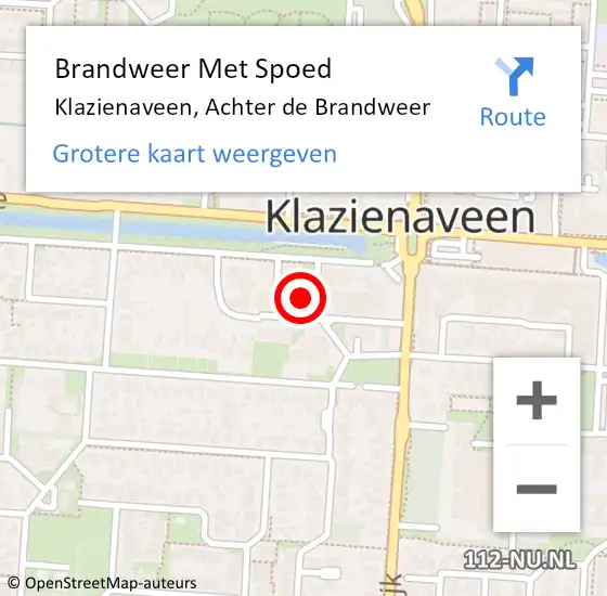 Locatie op kaart van de 112 melding: Brandweer Met Spoed Naar Klazienaveen, Achter de Brandweer op 21 december 2022 08:40