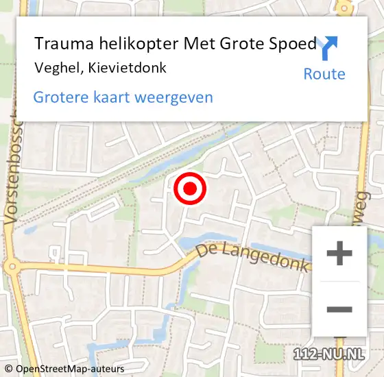 Locatie op kaart van de 112 melding: Trauma helikopter Met Grote Spoed Naar Veghel, Kievietdonk op 21 december 2022 09:00