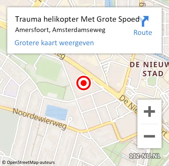 Locatie op kaart van de 112 melding: Trauma helikopter Met Grote Spoed Naar Amersfoort, Amsterdamseweg op 21 december 2022 09:17