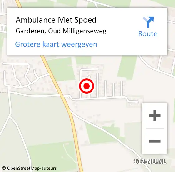 Locatie op kaart van de 112 melding: Ambulance Met Spoed Naar Garderen, Oud Milligenseweg op 21 december 2022 09:17