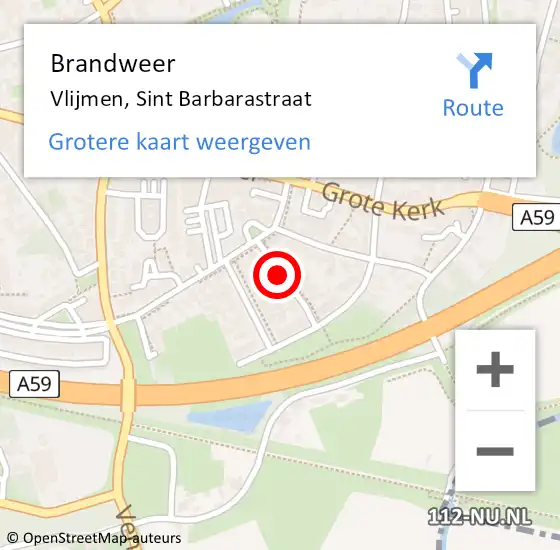 Locatie op kaart van de 112 melding: Brandweer Vlijmen, Sint Barbarastraat op 9 augustus 2014 07:51