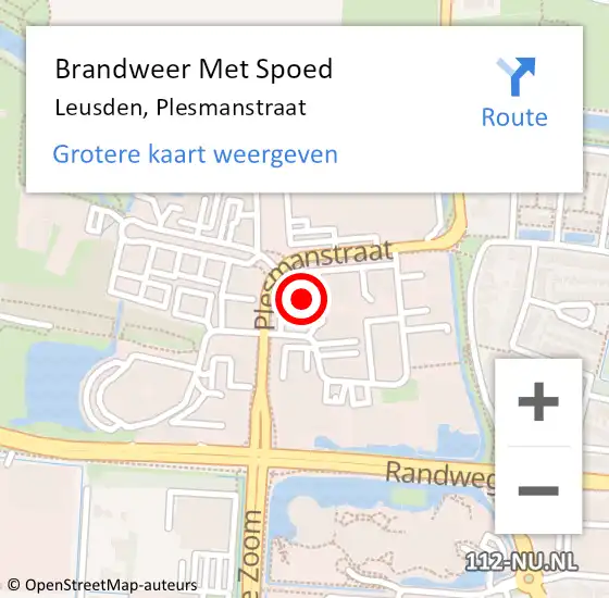 Locatie op kaart van de 112 melding: Brandweer Met Spoed Naar Leusden, Plesmanstraat op 21 december 2022 09:35