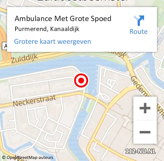 Locatie op kaart van de 112 melding: Ambulance Met Grote Spoed Naar Purmerend, Kanaaldijk op 21 december 2022 09:50