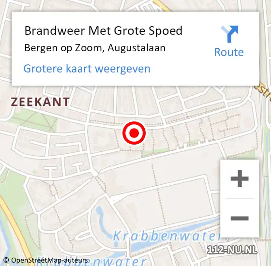 Locatie op kaart van de 112 melding: Brandweer Met Grote Spoed Naar Bergen op Zoom, Augustalaan op 21 december 2022 09:57