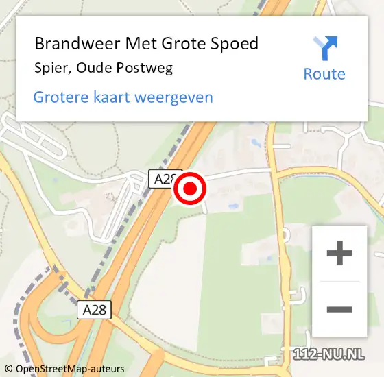 Locatie op kaart van de 112 melding: Brandweer Met Grote Spoed Naar Spier, Oude Postweg op 9 augustus 2014 07:58