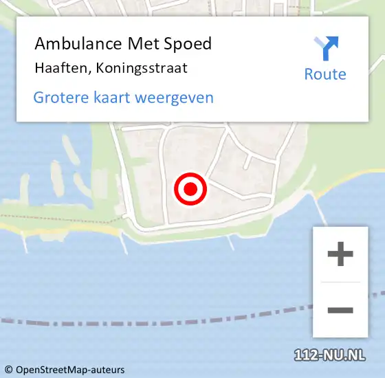 Locatie op kaart van de 112 melding: Ambulance Met Spoed Naar Haaften, Koningsstraat op 21 december 2022 10:18