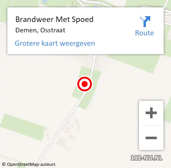 Locatie op kaart van de 112 melding: Brandweer Met Spoed Naar Demen, Osstraat op 21 december 2022 10:43