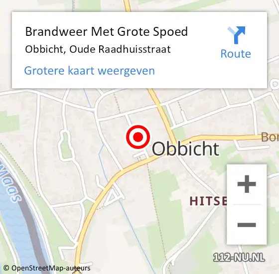 Locatie op kaart van de 112 melding: Brandweer Met Grote Spoed Naar Obbicht, Oude Raadhuisstraat op 21 december 2022 10:48