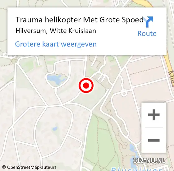 Locatie op kaart van de 112 melding: Trauma helikopter Met Grote Spoed Naar Hilversum, Witte Kruislaan op 21 december 2022 11:01