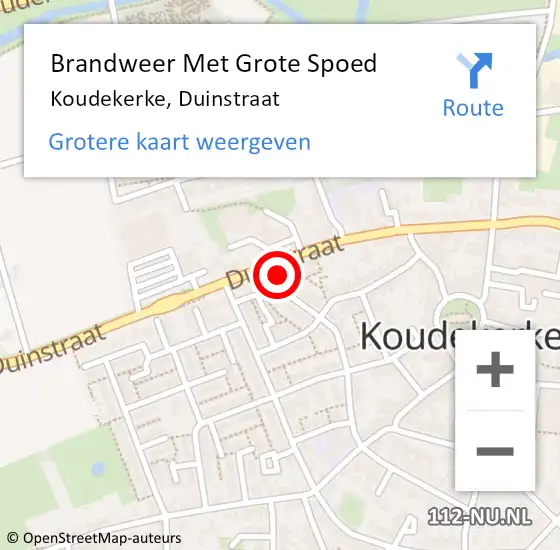 Locatie op kaart van de 112 melding: Brandweer Met Grote Spoed Naar Koudekerke, Duinstraat op 21 december 2022 11:04