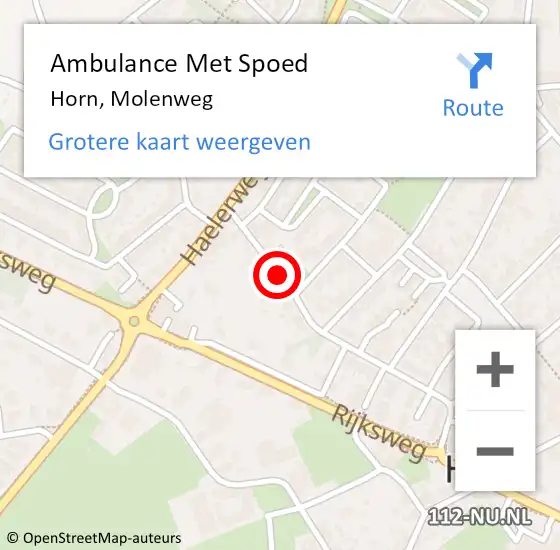 Locatie op kaart van de 112 melding: Ambulance Met Spoed Naar Horn, Molenweg op 21 december 2022 11:06