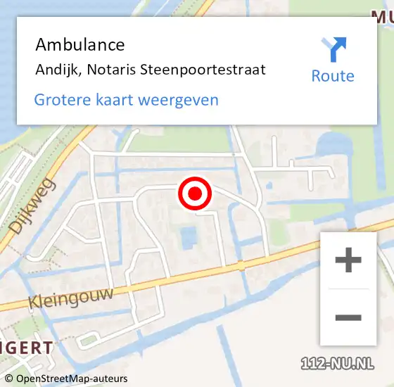 Locatie op kaart van de 112 melding: Ambulance Andijk, Notaris Steenpoortestraat op 21 december 2022 11:07