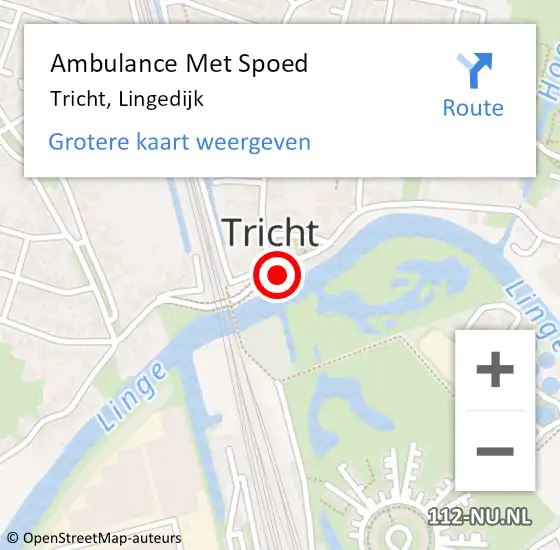 Locatie op kaart van de 112 melding: Ambulance Met Spoed Naar Tricht, Lingedijk op 21 december 2022 11:12