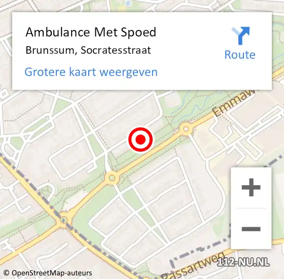 Locatie op kaart van de 112 melding: Ambulance Met Spoed Naar Brunssum, Socratesstraat op 9 augustus 2014 08:10