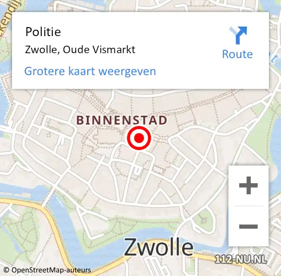 Locatie op kaart van de 112 melding: Politie Zwolle, Oude Vismarkt op 21 december 2022 11:34