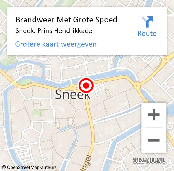 Locatie op kaart van de 112 melding: Brandweer Met Grote Spoed Naar Sneek, Prins Hendrikkade op 21 december 2022 11:40