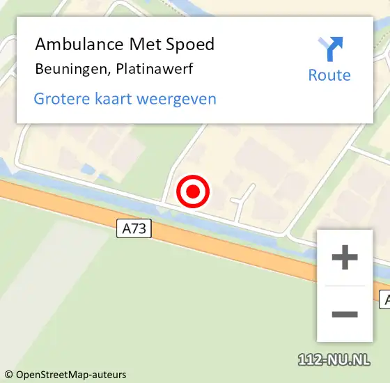 Locatie op kaart van de 112 melding: Ambulance Met Spoed Naar Beuningen, Platinawerf op 21 december 2022 11:50