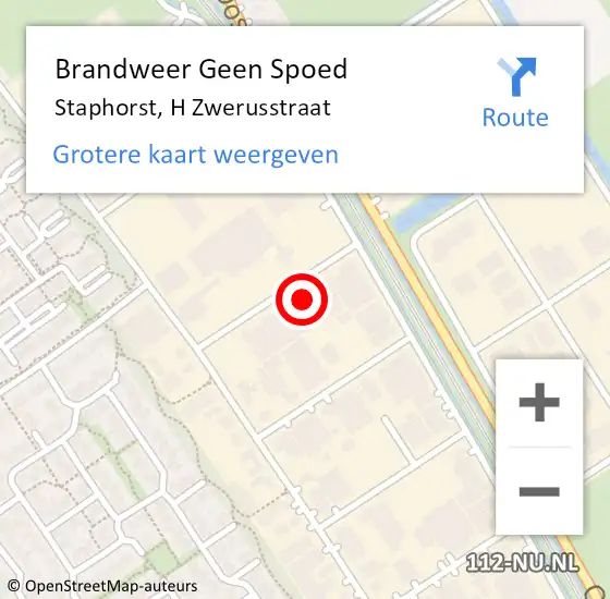 Locatie op kaart van de 112 melding: Brandweer Geen Spoed Naar Staphorst, H Zwerusstraat op 21 december 2022 11:55