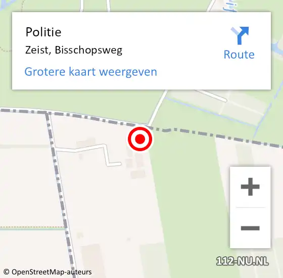 Locatie op kaart van de 112 melding: Politie Zeist, Bisschopsweg op 21 december 2022 11:57
