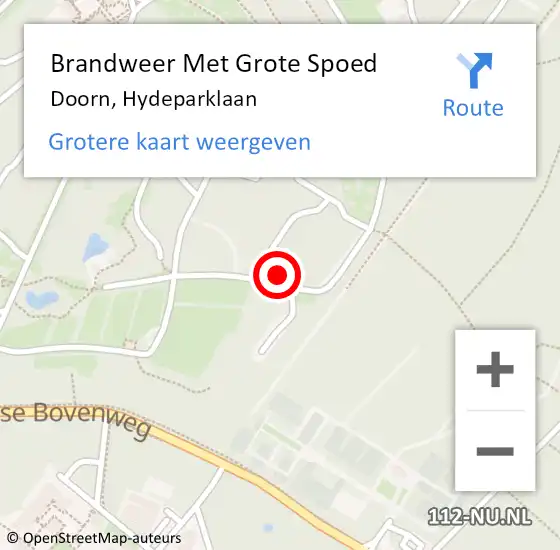 Locatie op kaart van de 112 melding: Brandweer Met Grote Spoed Naar Doorn, Hydeparklaan op 21 december 2022 11:58