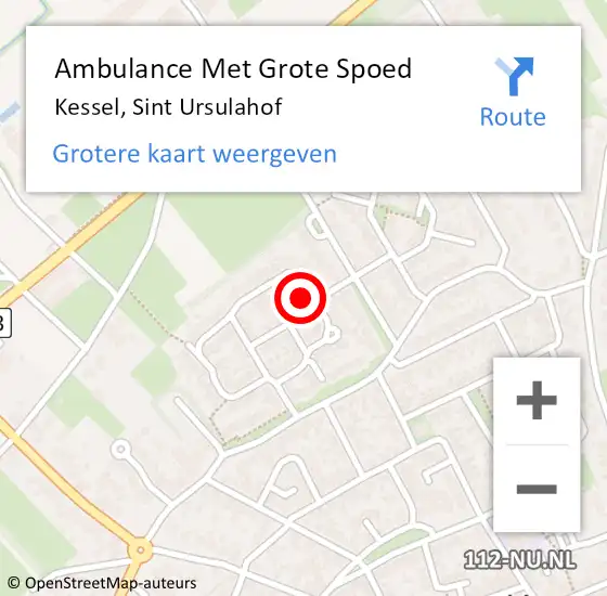 Locatie op kaart van de 112 melding: Ambulance Met Grote Spoed Naar Kessel, Sint Ursulahof op 21 december 2022 12:00