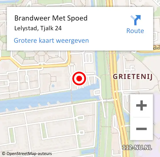 Locatie op kaart van de 112 melding: Brandweer Met Spoed Naar Lelystad, Tjalk 24 op 21 december 2022 12:06