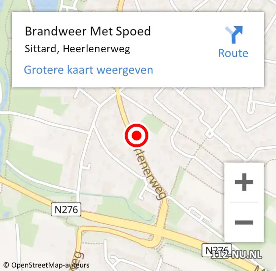 Locatie op kaart van de 112 melding: Brandweer Met Spoed Naar Sittard, Heerlenerweg op 21 december 2022 12:09