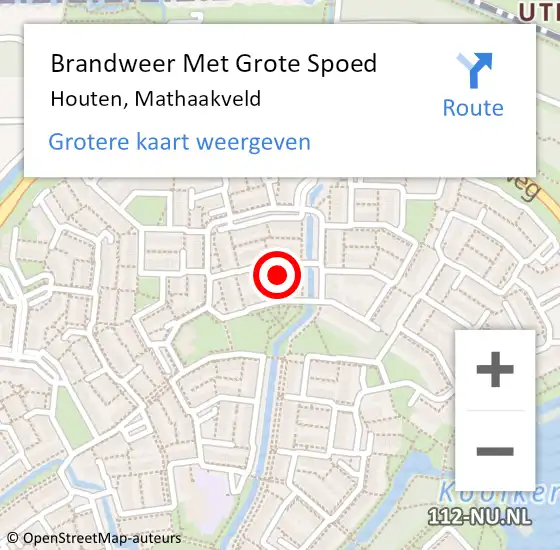 Locatie op kaart van de 112 melding: Brandweer Met Grote Spoed Naar Houten, Mathaakveld op 21 december 2022 12:24