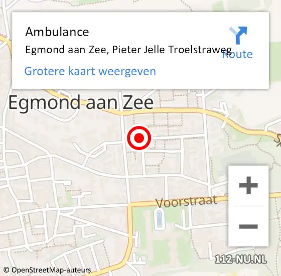 Locatie op kaart van de 112 melding: Ambulance Egmond aan Zee, Pieter Jelle Troelstraweg op 9 augustus 2014 08:30