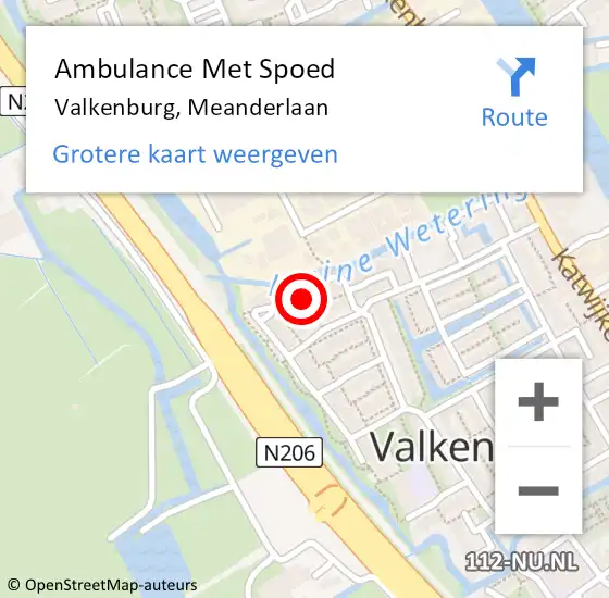 Locatie op kaart van de 112 melding: Ambulance Met Spoed Naar Valkenburg, Meanderlaan op 21 december 2022 12:40