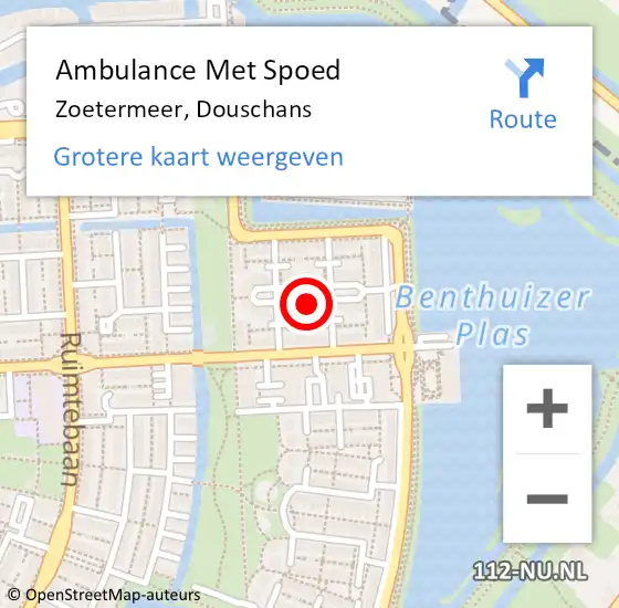 Locatie op kaart van de 112 melding: Ambulance Met Spoed Naar Zoetermeer, Douschans op 21 december 2022 12:53