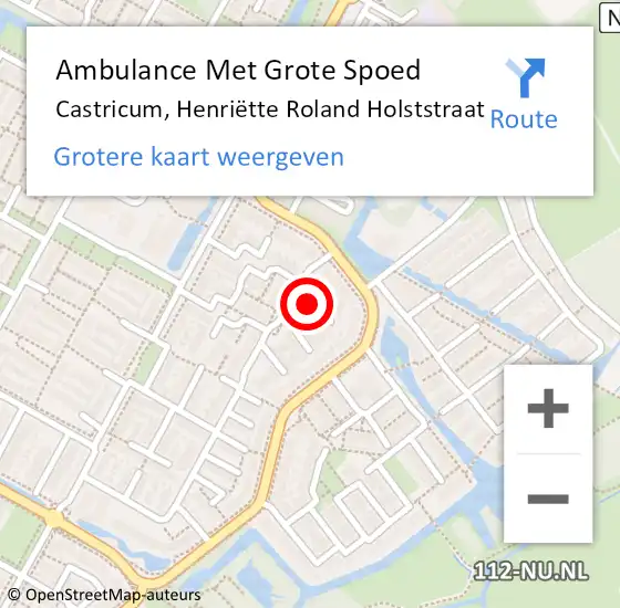 Locatie op kaart van de 112 melding: Ambulance Met Grote Spoed Naar Castricum, Henriëtte Roland Holststraat op 21 december 2022 13:24