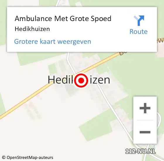 Locatie op kaart van de 112 melding: Ambulance Met Grote Spoed Naar Hedikhuizen op 21 december 2022 13:35