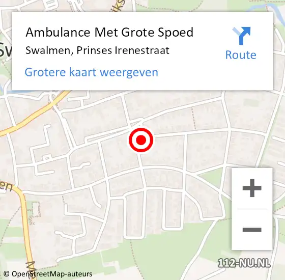 Locatie op kaart van de 112 melding: Ambulance Met Grote Spoed Naar Swalmen, Prinses Irenestraat op 21 december 2022 13:39