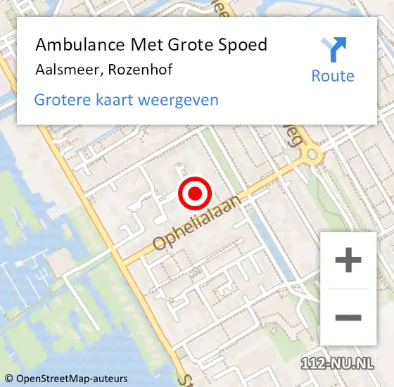 Locatie op kaart van de 112 melding: Ambulance Met Grote Spoed Naar Aalsmeer, Rozenhof op 21 december 2022 13:52