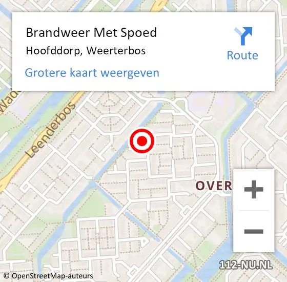 Locatie op kaart van de 112 melding: Brandweer Met Spoed Naar Hoofddorp, Weerterbos op 21 december 2022 14:00