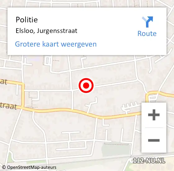 Locatie op kaart van de 112 melding: Politie Elsloo, Jurgensstraat op 21 december 2022 14:10