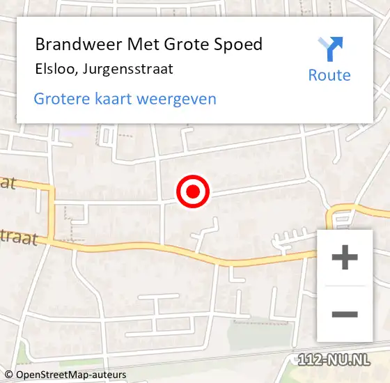 Locatie op kaart van de 112 melding: Brandweer Met Grote Spoed Naar Elsloo, Jurgensstraat op 21 december 2022 14:10