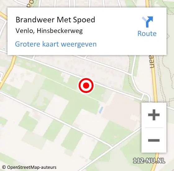 Locatie op kaart van de 112 melding: Brandweer Met Spoed Naar Venlo, Hinsbeckerweg op 21 december 2022 14:42