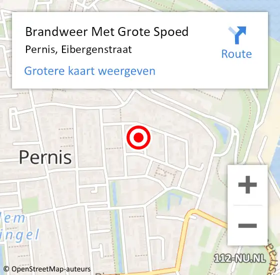 Locatie op kaart van de 112 melding: Brandweer Met Grote Spoed Naar Pernis, Eibergenstraat op 21 december 2022 14:49