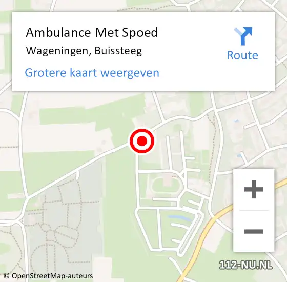 Locatie op kaart van de 112 melding: Ambulance Met Spoed Naar Wageningen, Buissteeg op 21 december 2022 14:52