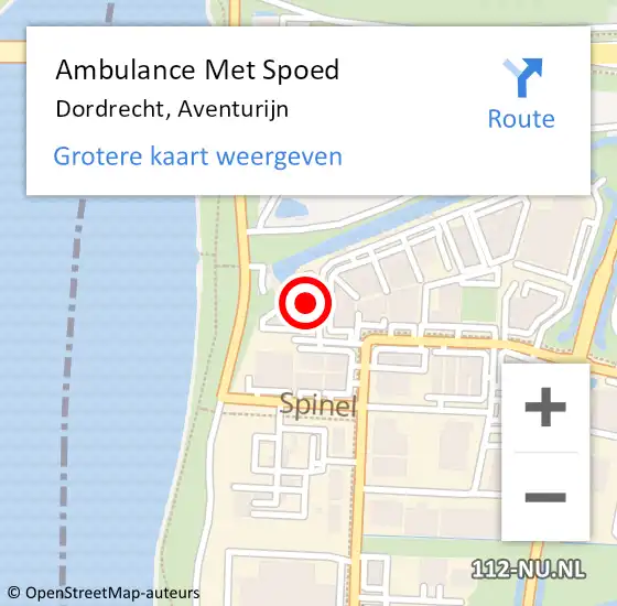 Locatie op kaart van de 112 melding: Ambulance Met Spoed Naar Dordrecht, Aventurijn op 21 december 2022 15:06